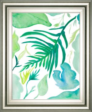 22 in. x 26 in. “Green Water Leaves I” By Kat Papa Framed Print Wall Art