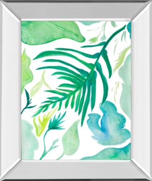 22 in. x 26 in. “Green Water Leaves I” By Kat Papa Mirror Framed Print Wall Art