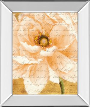 22 in. x 26 in. “Beautiful Cream Peonies Script I” By Patricia Pinto Mirror Framed Print Wall Art