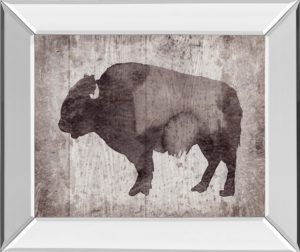 22 in. x 26 in. “Wildness II-Timber” By Sandra Jacobs Mirror Framed Bison Print Wall Art
