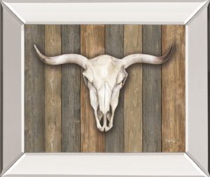 22 in. x 26 in. “Cow Skull Il” By Marla Rae Mirror Framed Print Wall Art