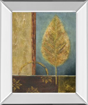 22 in. x 26 in. “Azure Leaf” By Viola Lee Mirror Framed Print Wall Art