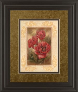 34 in. x 40 in. “Daphne’s Poppies” By Vivian Flasch Framed Print Wall Art