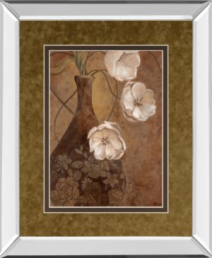 34 in. x 40 in. “Flores En Umber I” By Nan Mirror Framed Print Wall Art