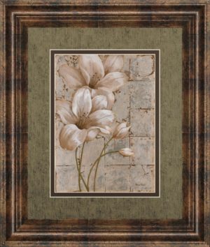 34 in. x 40 in. “Lilies On Silver I” By Vivian Flasch Framed Print Wall Art