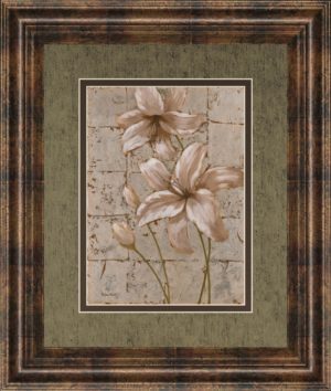 34 in. x 40 in. “Lilies On Silver Il” By Vivian Flasch Framed Print Wall Art