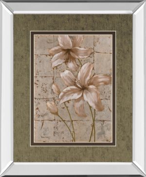 34 in. x 40 in. “Lilies On Silver Il” By Vivian Flasch Mirror Framed Print Wall Art