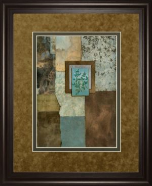 34 in. x 40 in. “Petites Fleurs Sur Le Bleu Il” By Norm Olson Framed Print Wall Art