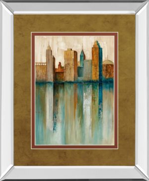 34 in. x 40 in. “City View Il” By Norm Olson Mirror Framed Print Wall Art