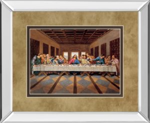 34 in. x 40 in. “Last Supper” Mirror Framed Print Wall Art