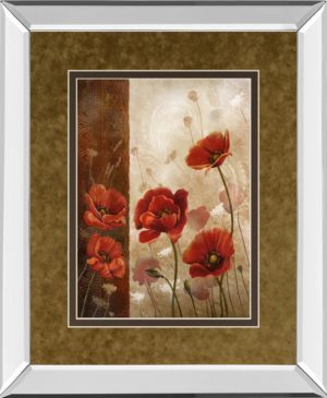 34 in. x 40 in. “Wild Poppies I” By Conrad Knutsen Mirror Framed Print Wall Art