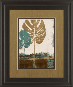 34 in. x 40 in. “Blue Leaves Il” By Patricia Pinto Framed Print Wall Art