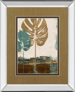 34 in. x 40 in. “Blue Leaves Il” By Patricia Pinto Mirror Framed Print Wall Art