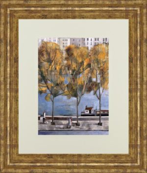 34 in. x 40 in. “Autumn In Paris” By Didier Lourenco Framed Print Wall Art