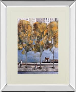 34 in. x 40 in. “Autumn In Paris” By Didier Lourenco Mirror Framed Print Wall Art