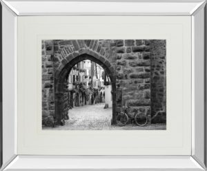 34 in. x 40 in. “Bicycle Of Riquewihr” By Monte Nagler Mirror Framed Print Wall Art