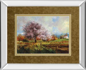 34 in. x 40 in. “Spring Blossoms” By Larry Winborg Mirror Framed Print Wall Art