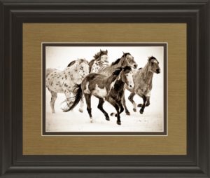 34 in. x 40 in. “Painted Horses Run” By Carol Walker Framed Print Wall Art