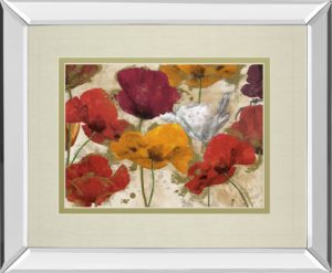 34 in. x 40 in. “Happy Flowers” By Katrina Craven Mirror Framed Print Wall Art