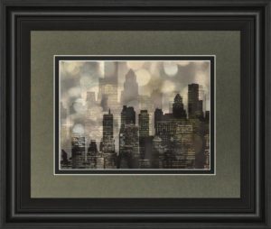 34 in. x 40 in. “City Lights” By Katrina Craven Framed Print Wall Art