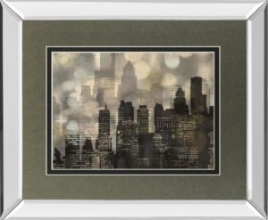 34 in. x 40 in. “City Lights” By Katrina Craven Mirror Framed Print Wall Art