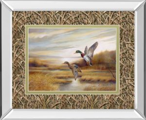 34 in. x 40 in. “Mallards” By Ruanne Manning And Mossy Oak Native Living Mirror Framed Print Wall Art