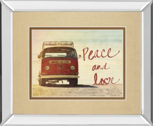 34 in. x 40 in. “Peace And Love” By Gail Peck Mirror Framed Print Wall Art