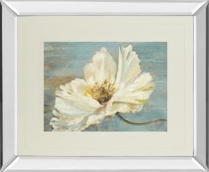34 in. x 40 in. “White Peony” By Patricia Pinto Mirror Framed Print Wall Art