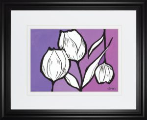 34 in. x 40 in. “Flowers In Unity – Purple” By David Bromstad Framed Print Wall Art