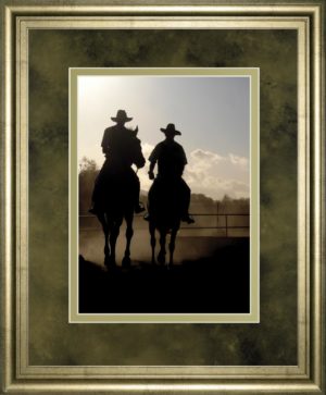 34 in. x 40 in. “Cavaliers” Cowboys By Yann Siwiak Framed Print Wall Art