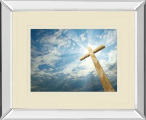 34 in. x 40 in. “Cross In The Sky” By Viadischern Mirror Framed Photo Print Wall Art