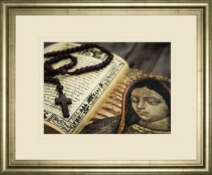 34 in. x 40 in. “Rosary In Bible” By Kbuntu Framed Print Wall Art