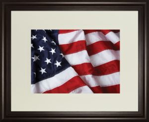 34 in. x 40 in. “American Flag” By Kikk in Double Matted Framed Print Wall Art