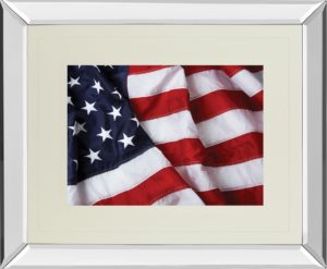 34 in. x 40 in. “American Flag” By Kikk Brilliantly Mirror Framed Wall Art