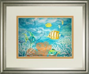 34 in. x 40 in. “Under The Sea” By Julie Derice Framed Print Wall Art