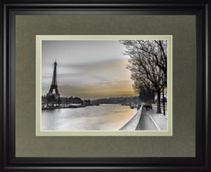 34 in. x 40 in. “River Seine And The Eiffel Tower” By Assaf Frank Framed Print Wall Art