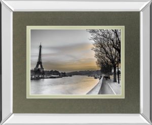 34 in. x 40 in. “River Seine And The Eiffel Tower” By Assaf Frank Mirror Framed Print Wall Art