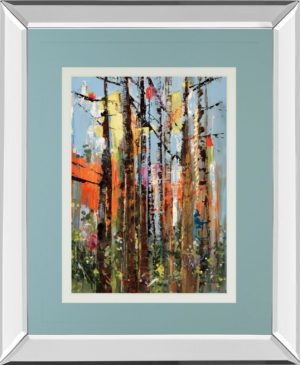 34 in. x 40 in. “Eclectic Forest” By Rebecca Meyers Mirror Framed Print Wall Art