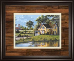 34 in. x 40 in. “Yellow House” By Saunders Framed Print Wall Art