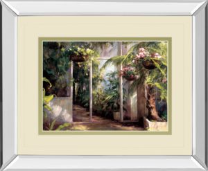 34 in. x 40 in. “Atriums First Light I” By Hali Mirror Framed Print Wall Art