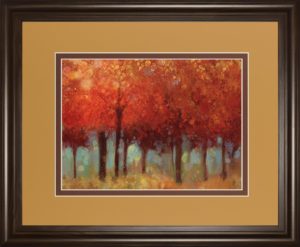 34 in. x 40 in. “Red Forest” By Asia Jensen Framed Print Wall Art