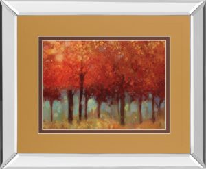 34 in. x 40 in. “Red Forest” By Asia Jensen Mirror Framed Print Wall Art
