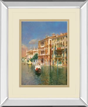 34 in. x 40 in. “The Grand Canal, Venice” By Rubens Santora Mirror Framed Print Wall Art