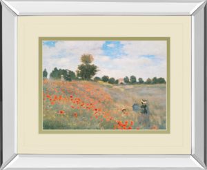 34 in. x 40 in. “Wild Poppies, Near Argenteuil” By Claude Monet Mirror Framed Print Wall Art