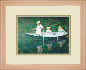 34 in. x 40 in. “The Boat At Giverny” By Claude Monet Framed Print Wall Art
