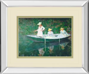 34 in. x 40 in. “The Boat At Giverny” By Claude Monet Mirror Framed Print Wall Art