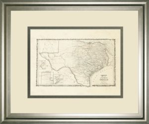 34 in. x 40 in. “New Map Of The State Of Texas” By Johnson And Wank Framed Print Wall Art