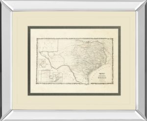 34 in. x 40 in. “New Map Of The State Of Texas” By Johnson And Wank Mirror Framed Print Wall Art
