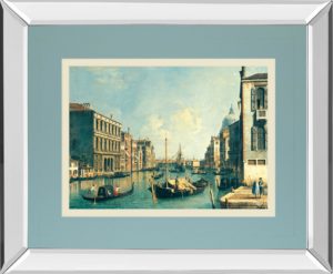 34 in. x 40 in. “The Grand Canal, Venice The Rialto Bridge” By Antonia Canaletto Mirror Framed Print Wall Art