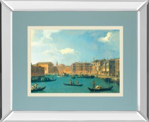34 in. x 40 in. “View Of The Canal Of Santa Chiara” By Antonia Canaletto Mirror Framed Print Wall Art